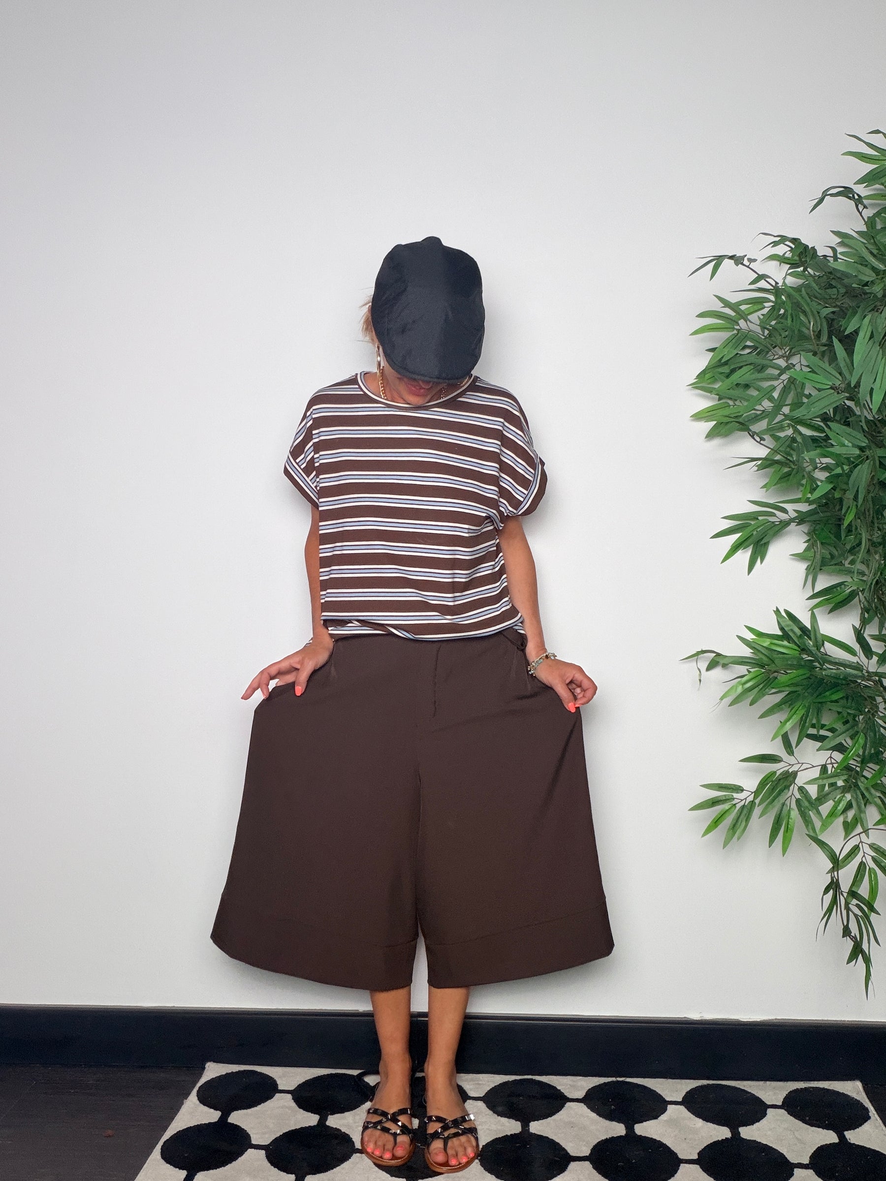 Pantalone Salopette con Bretelle Wide Leg —