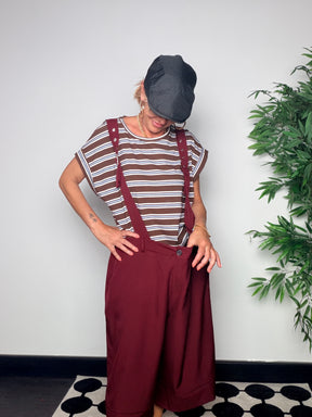 Pantalone Salopette con Bretelle Wide Leg —