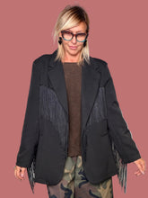 Blazer nero con frange, vista posteriore