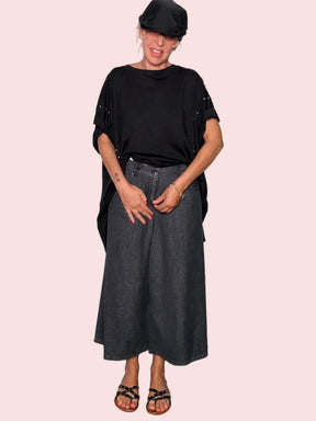 Pantagonna Denim Leggero Wide Leg — Grigio