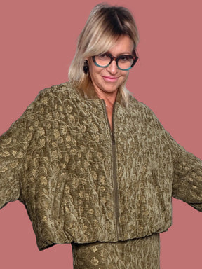 Bomber Verde Oliva con Motivo Decorativo PHILIA LOFT