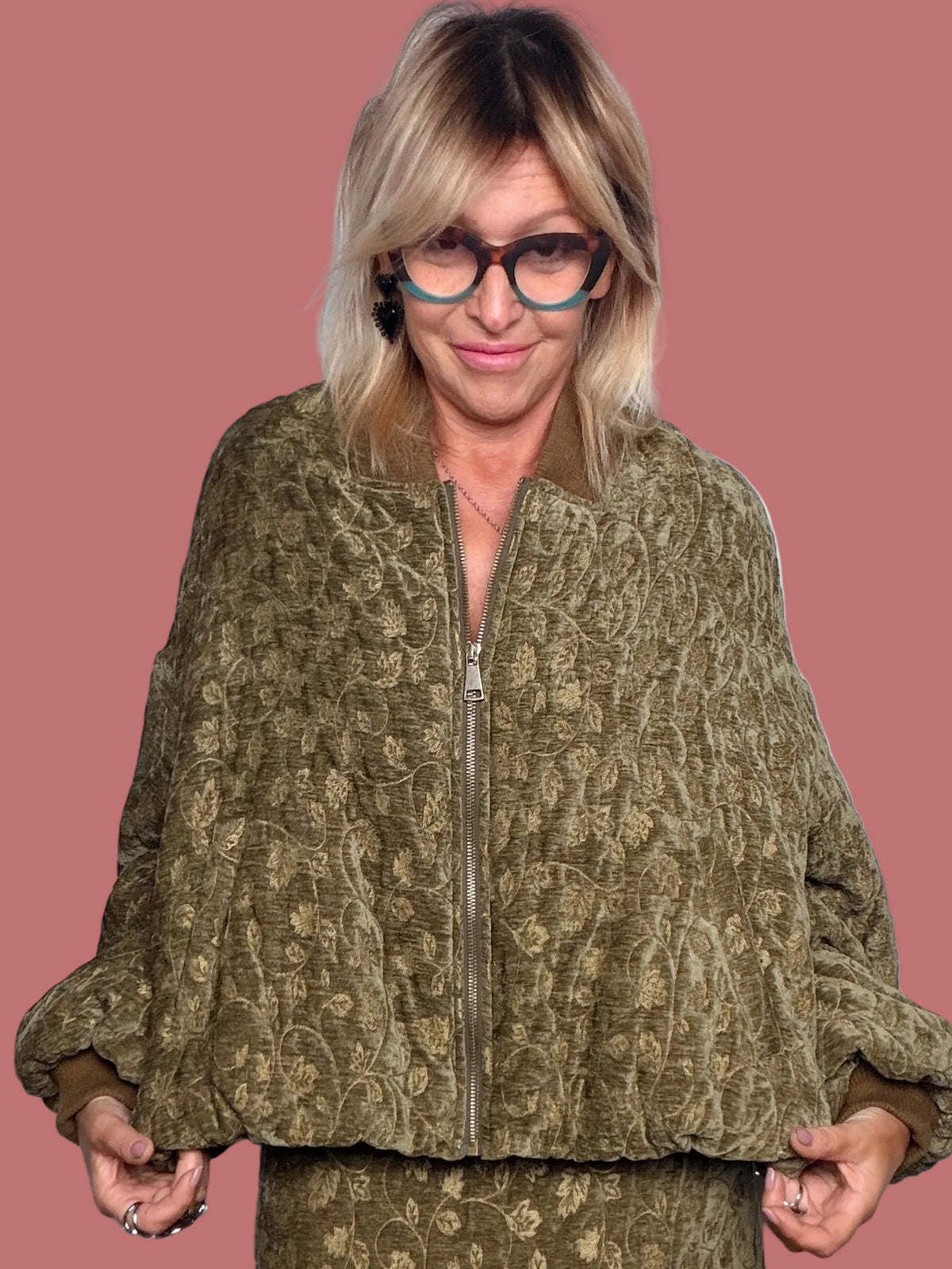 Bomber Verde Oliva con Motivo Decorativo PHILIA LOFT