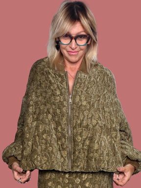 Bomber Verde Oliva con Motivo Decorativo PHILIA LOFT