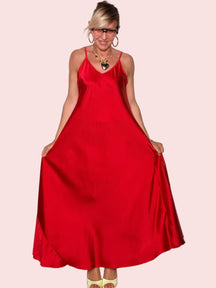 Abito Lungo in Raso Slip Dress —