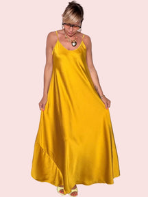 Abito Lungo in Raso Slip Dress —