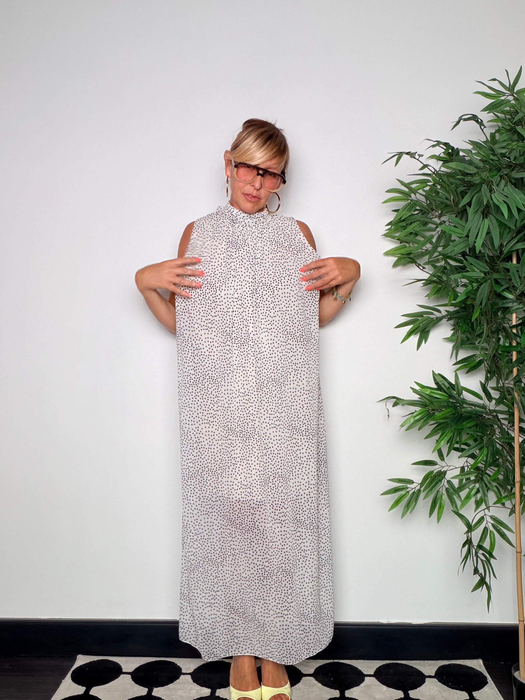 Abito Maxi a Pois — Collo con fiocco