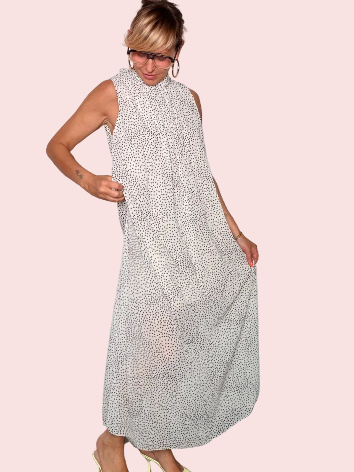 Abito Maxi a Pois — Collo con fiocco