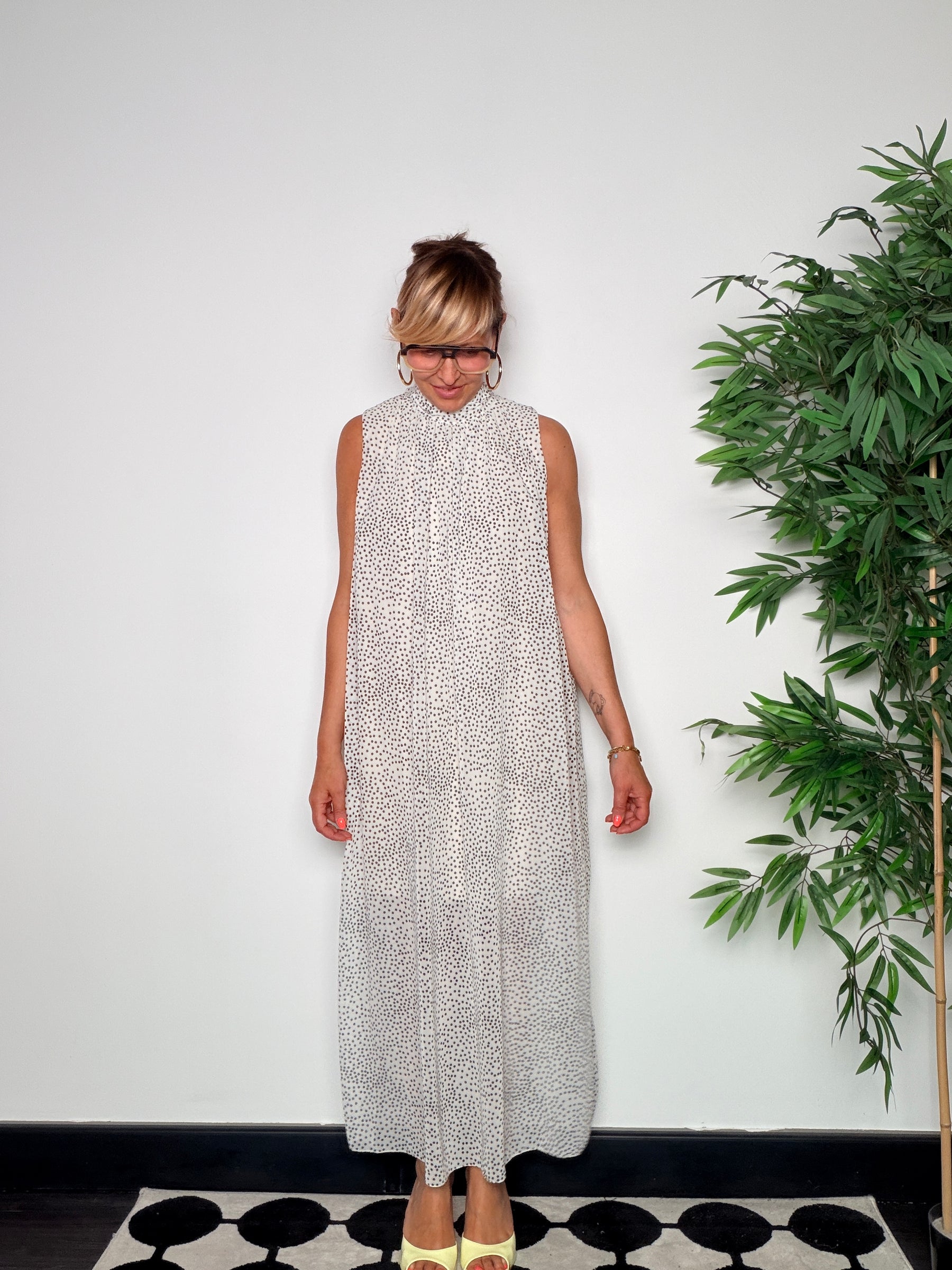 Abito Maxi a Pois — Collo con fiocco