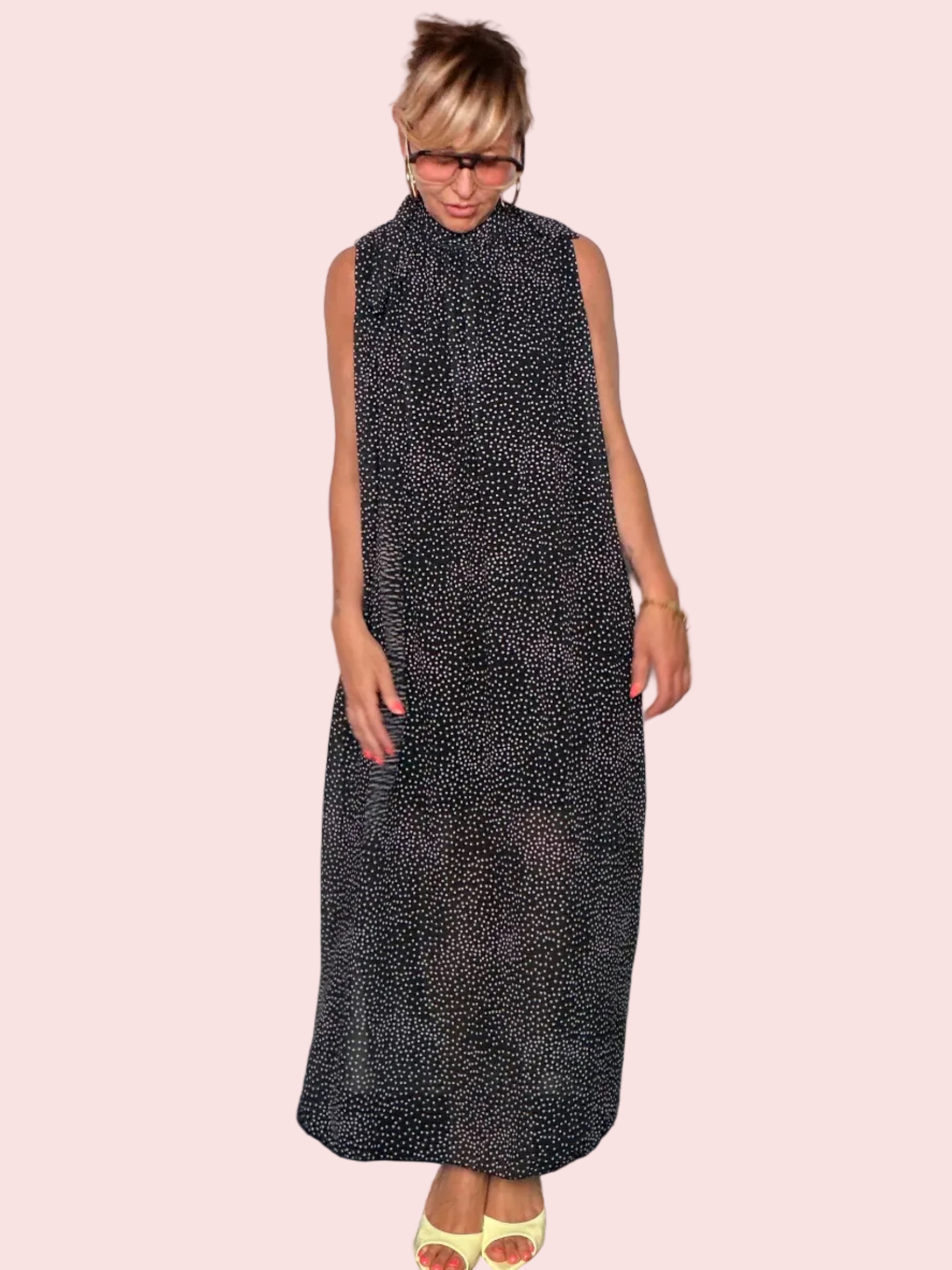 Abito Maxi a Pois — Collo con fiocco