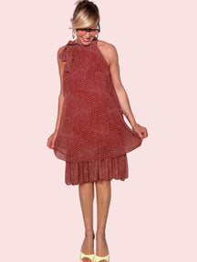 Abito Midi a Pois — Collo Halter con Volant
