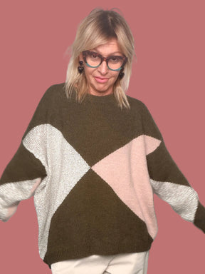 Maglia girocollo a rombi Deja Vu