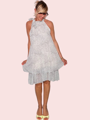 Abito Midi a Pois — Collo Halter con Volant