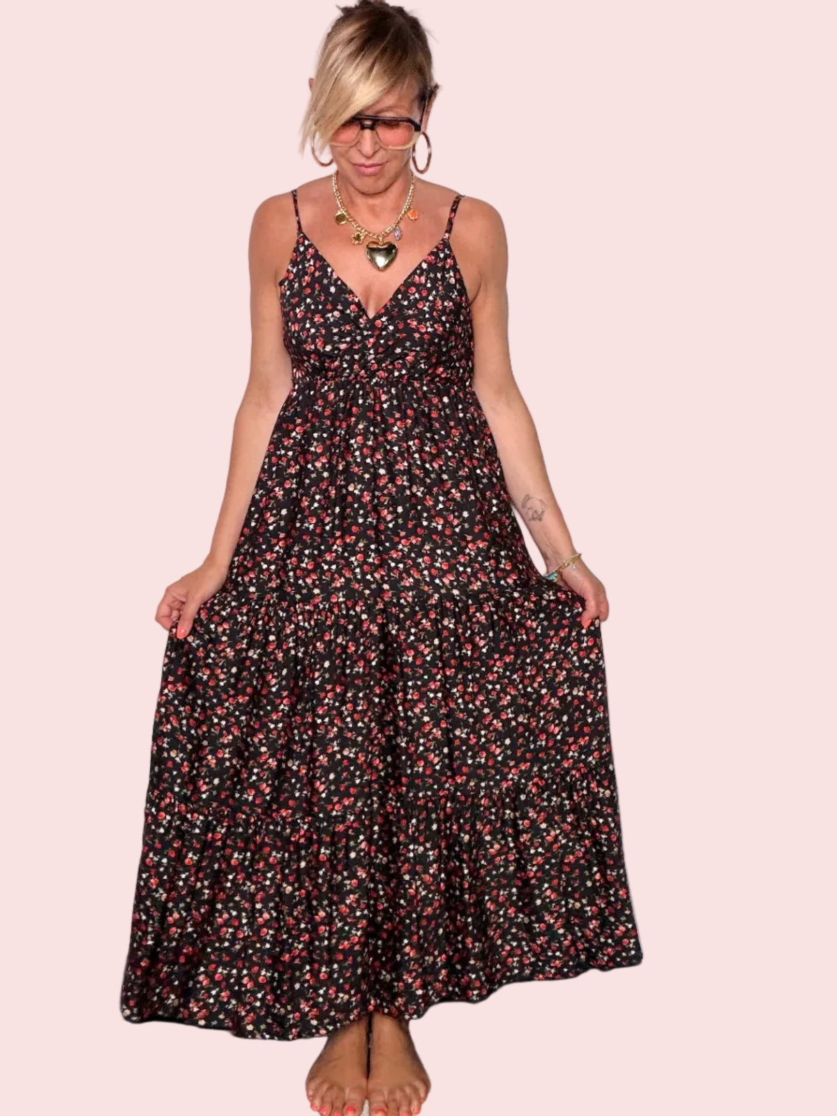 Abito Maxi Floreale — Spalline Sottili