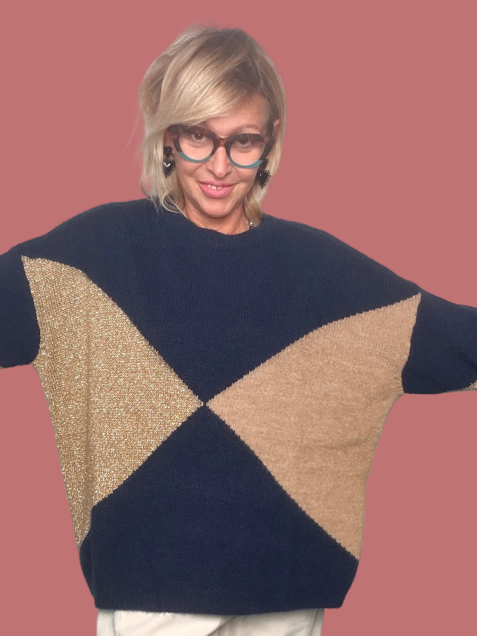 Maglia girocollo a rombi Deja Vu