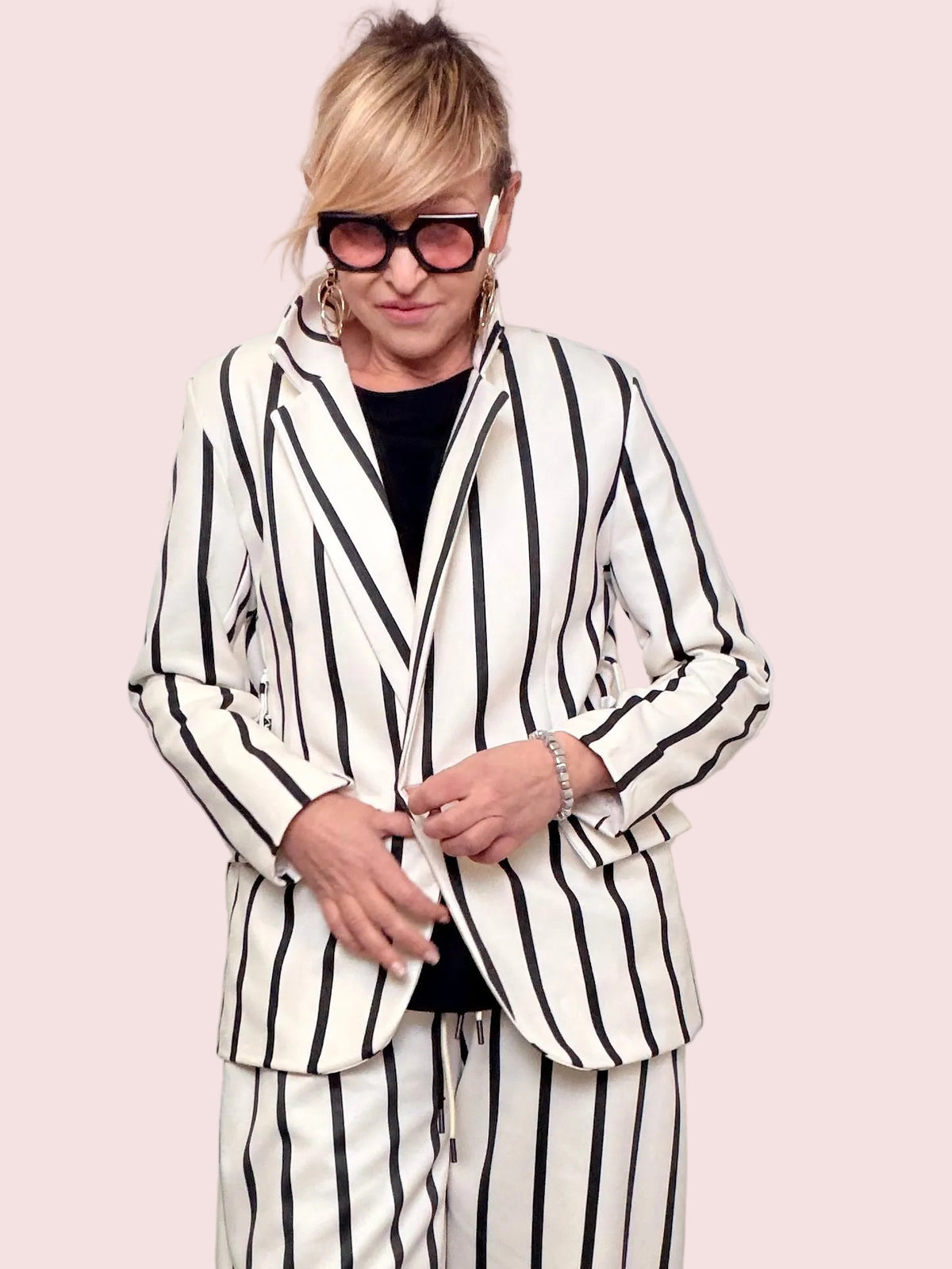 Giacca Blazer a Righe Verticali