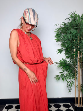 Completo Drappeggiato — Top + Pantalone Wide Leg