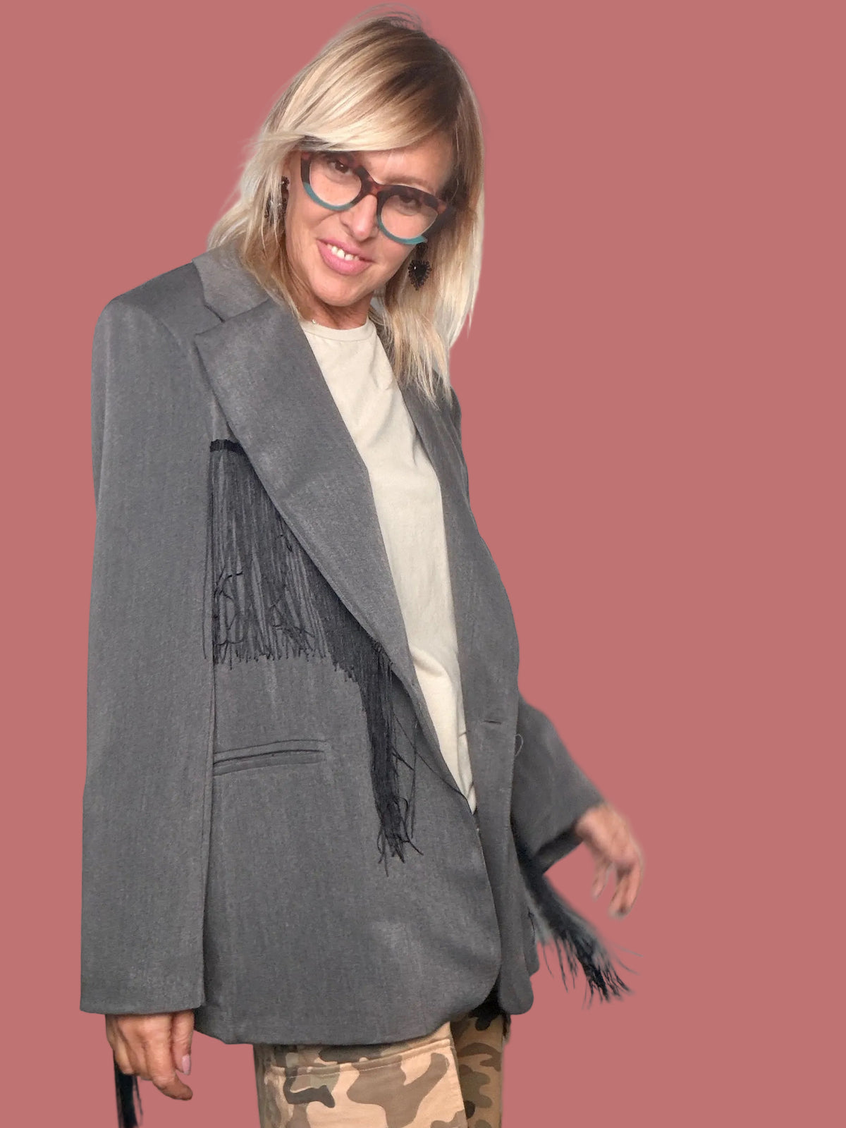 Blazer Nero con Frange