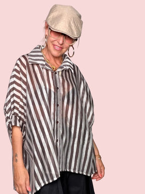 Camicia Oversize Righe Maxi Voile Semitrasparente