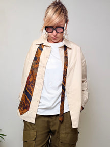 Camicia Oversize Beige con Foulard Vintage