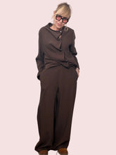 Pantaloni Palazzo in Viscosa - Marrone e Nero