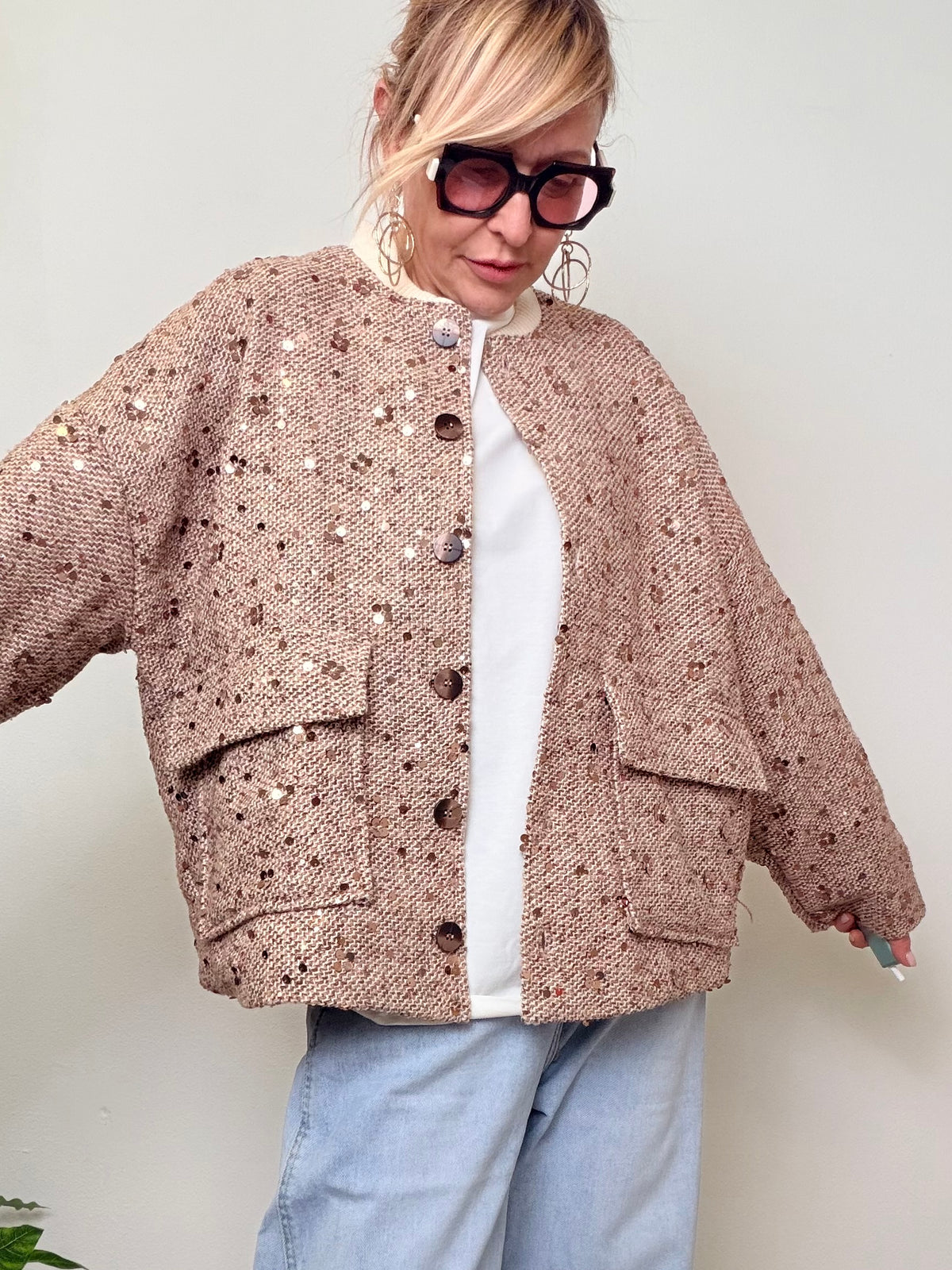 Bomber Oversize con Paillettes