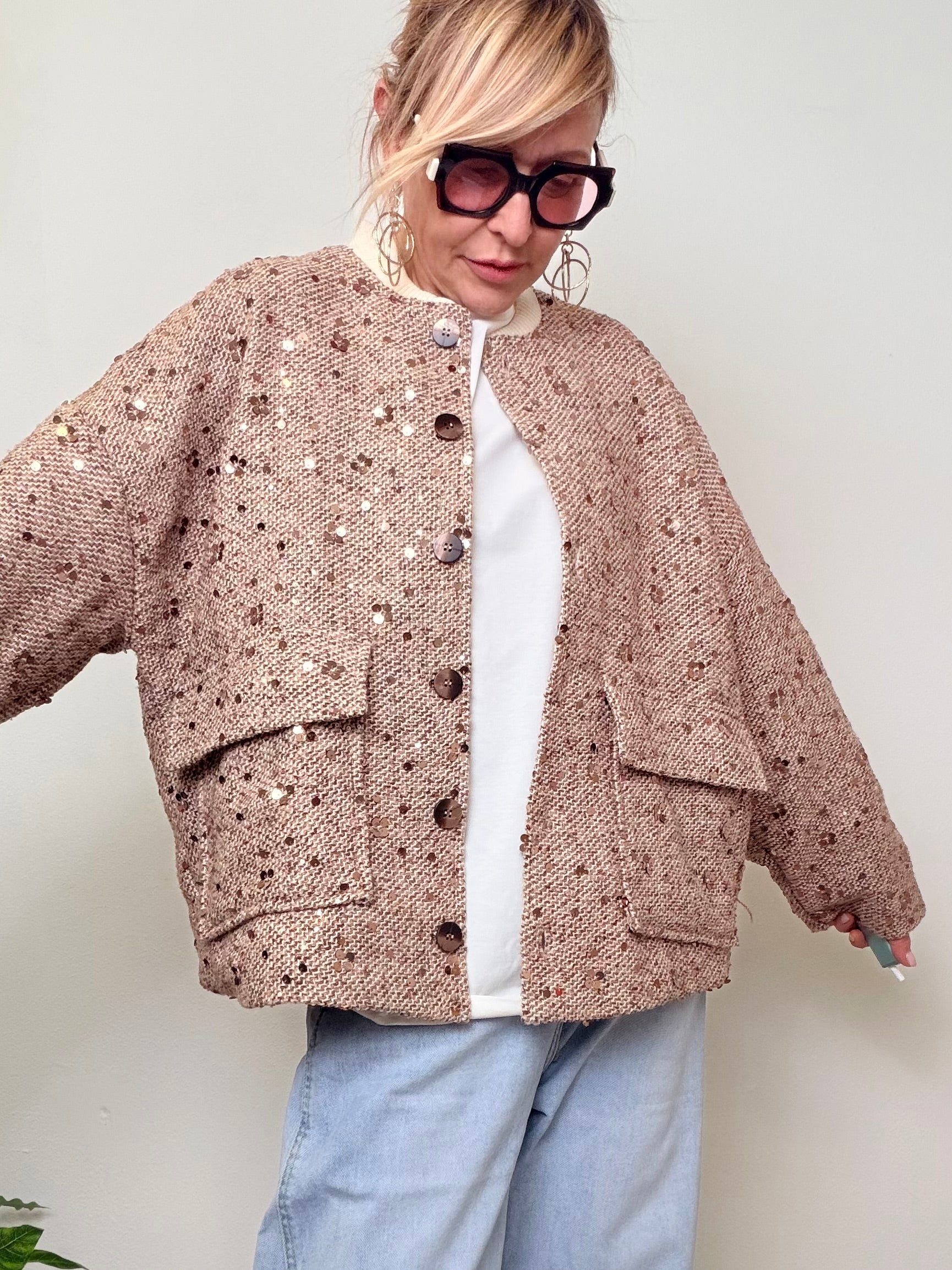 Bomber Oversize con Paillettes