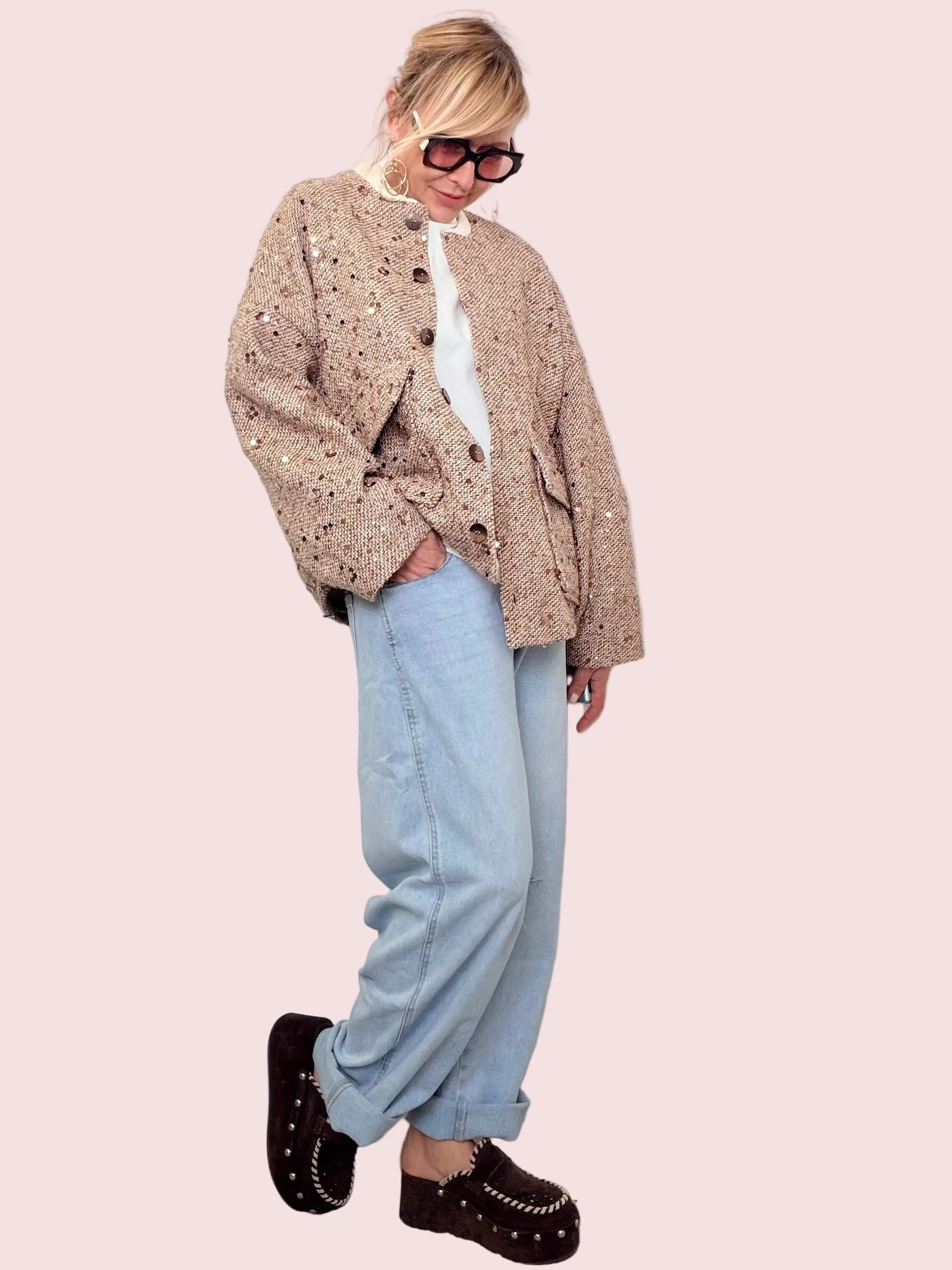 Bomber Oversize con Paillettes