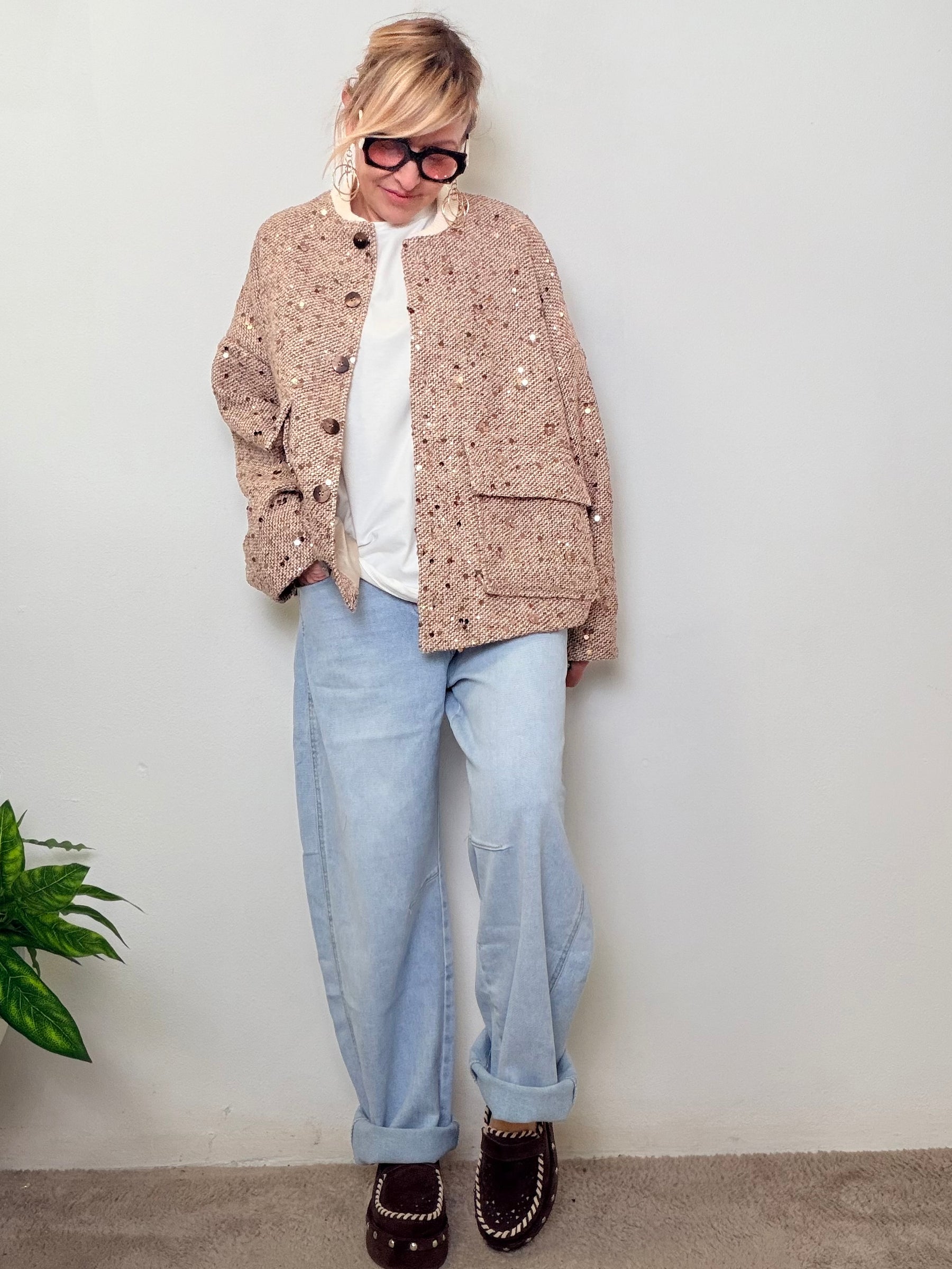 Bomber Oversize con Paillettes