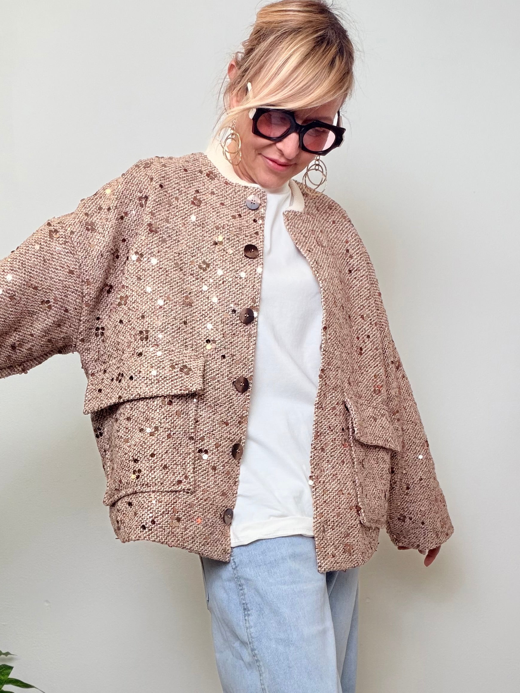 Bomber Oversize con Paillettes