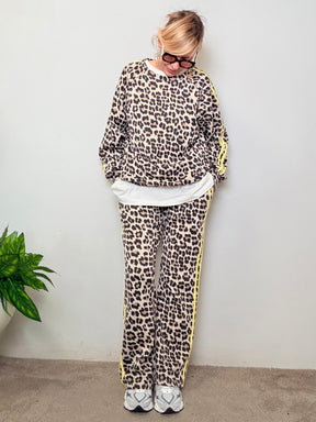 Completo Felpa e Pantaloni Animalier con Bande Laterali