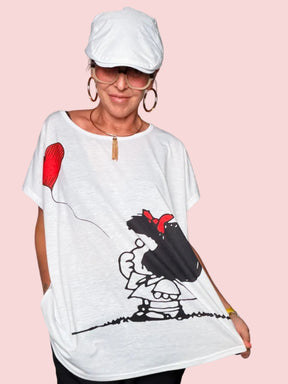 T-Shirt Oversize con Stampa Artistica