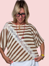 Maglia a Righe con Inserto in Pizzo