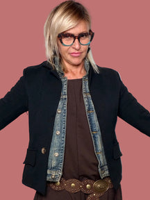 Giacca in Felpa con Inserti in Jeans