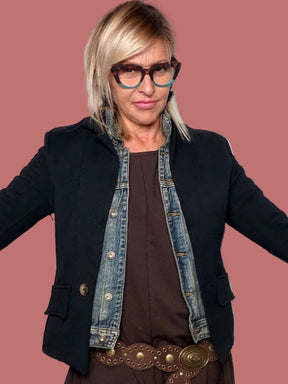 Giacca in Felpa con Inserti in Jeans