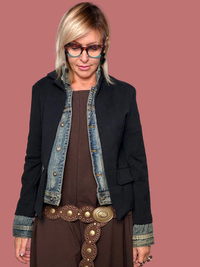 Giacca in Felpa con Inserti in Jeans