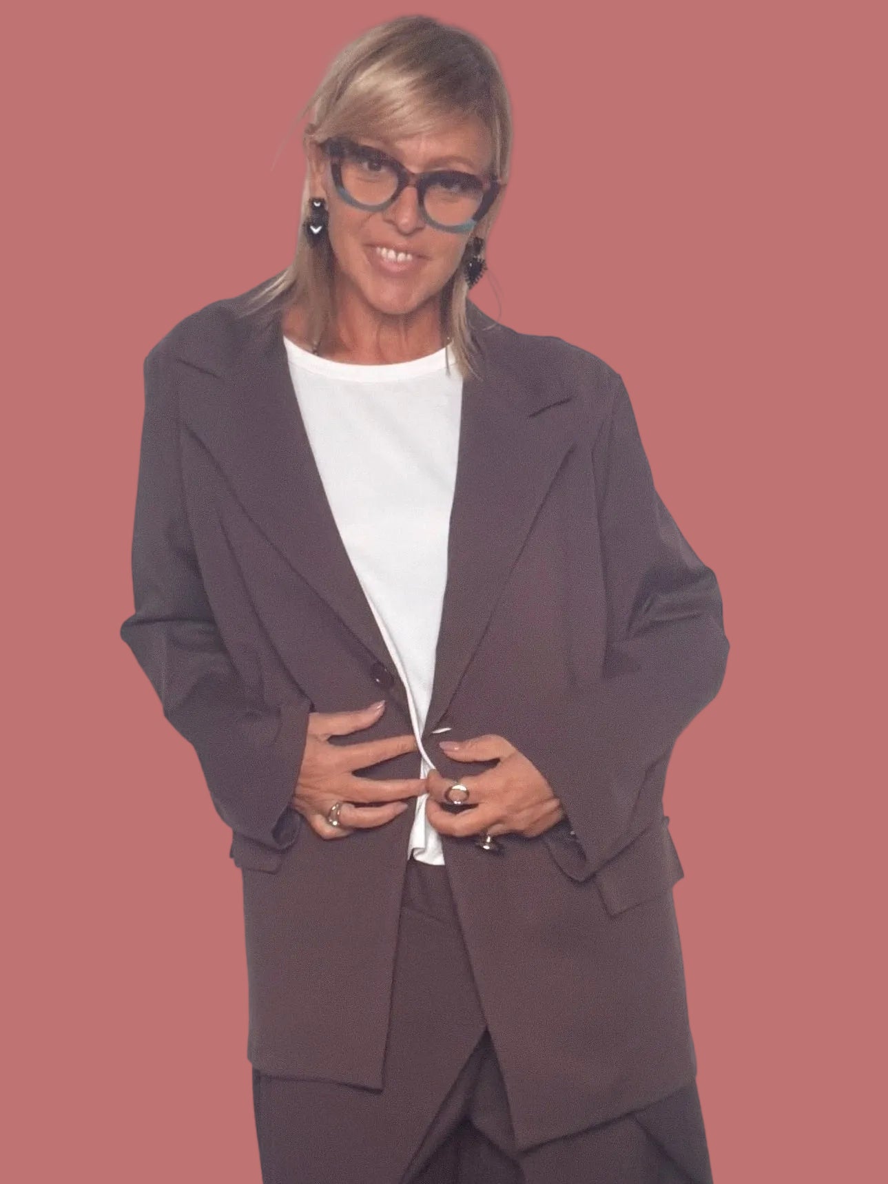 Giacca blazer over con rever e tasche a pattina