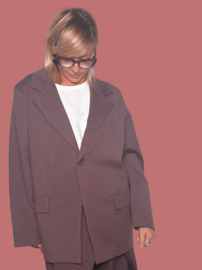Giacca blazer over con rever e tasche a pattina