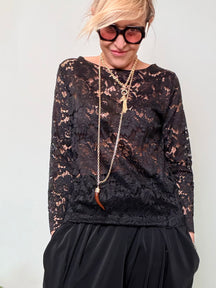 Maglia in Pizzo con Maniche Lunghe