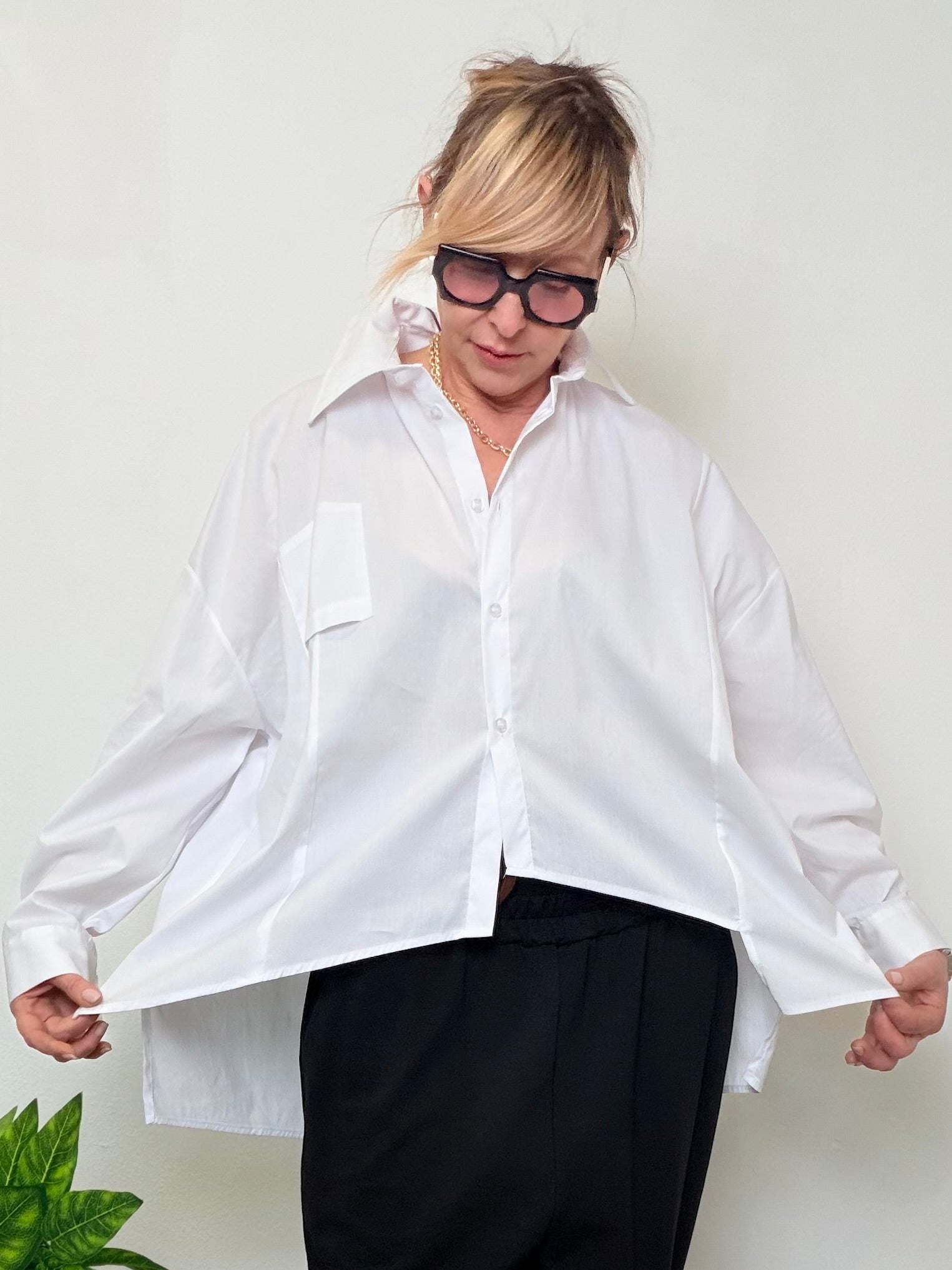 Camicia Oversize con Spacchi posteriori