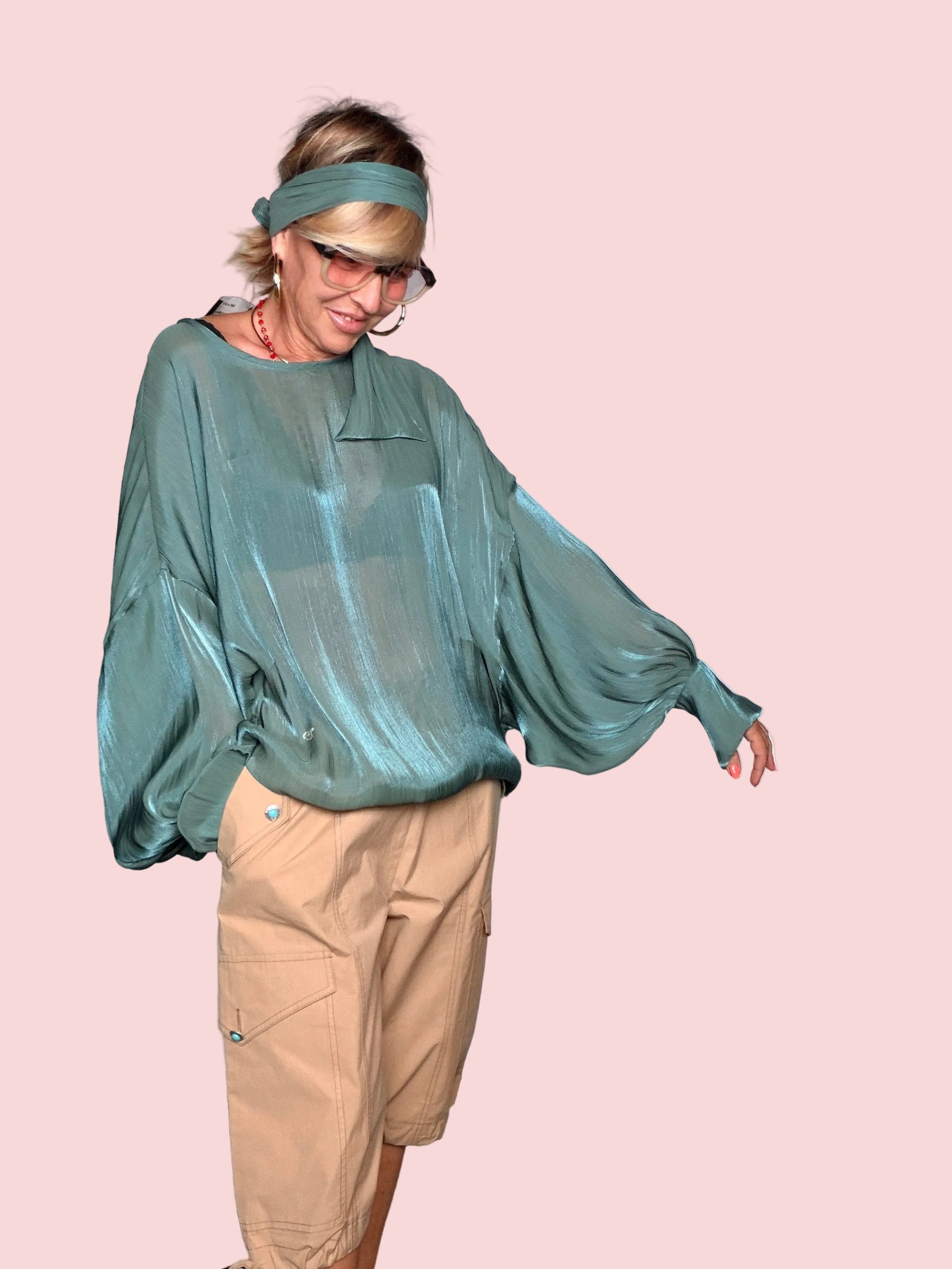 Camicia  Trasparente con Foulard Annodato Oversize
