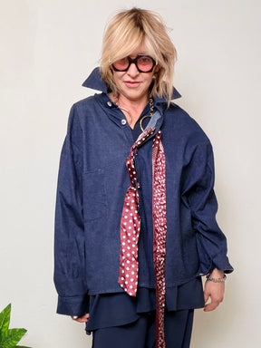 Camicia Oversize jeans con Foulard