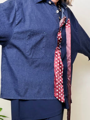 Camicia Oversize jeans con Foulard