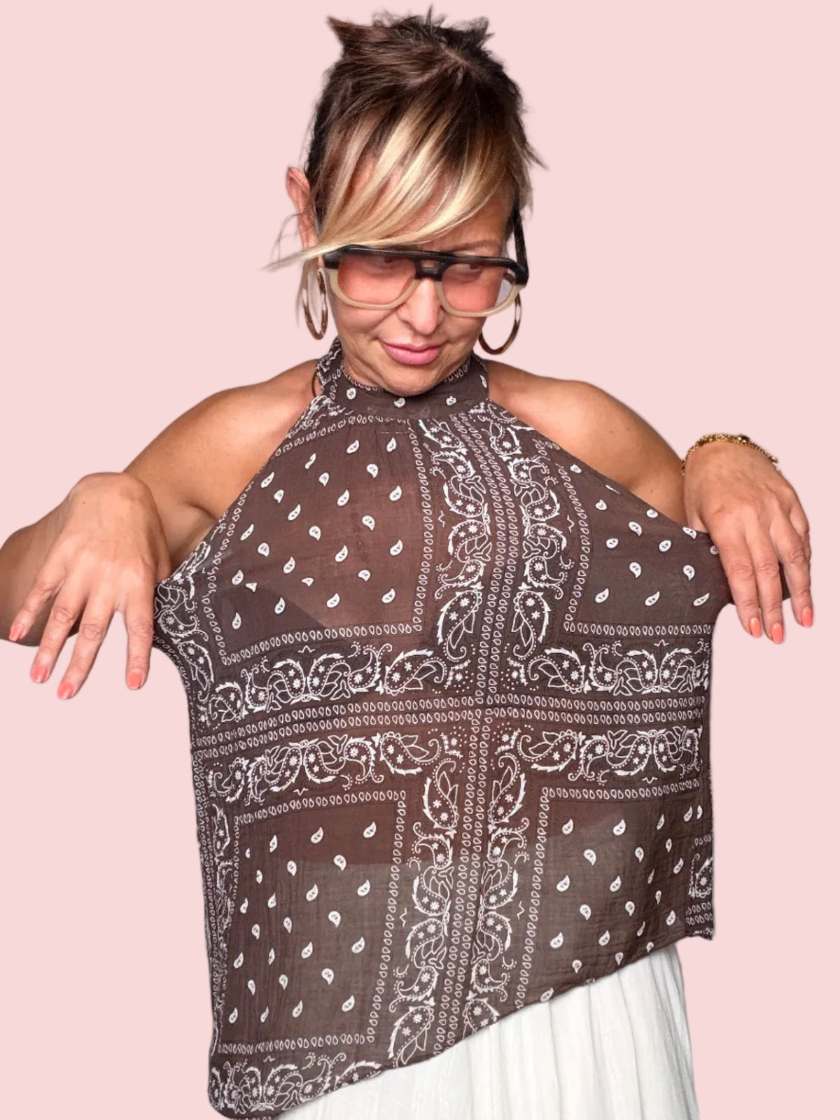 Top Halter Neck Stampa Paisley