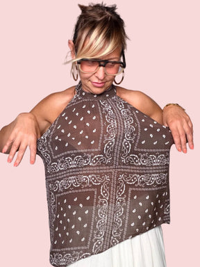 Top Halter Neck Stampa Paisley