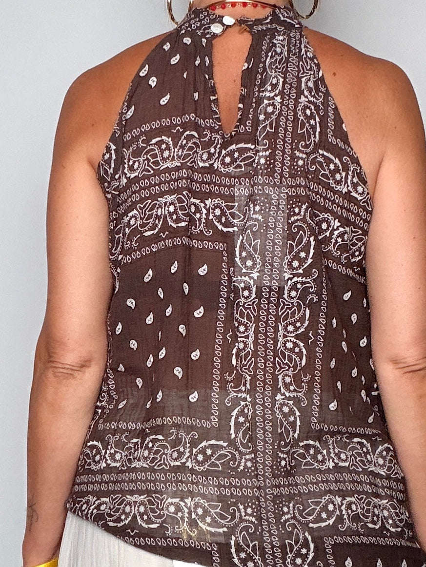 Top Halter Neck Stampa Paisley