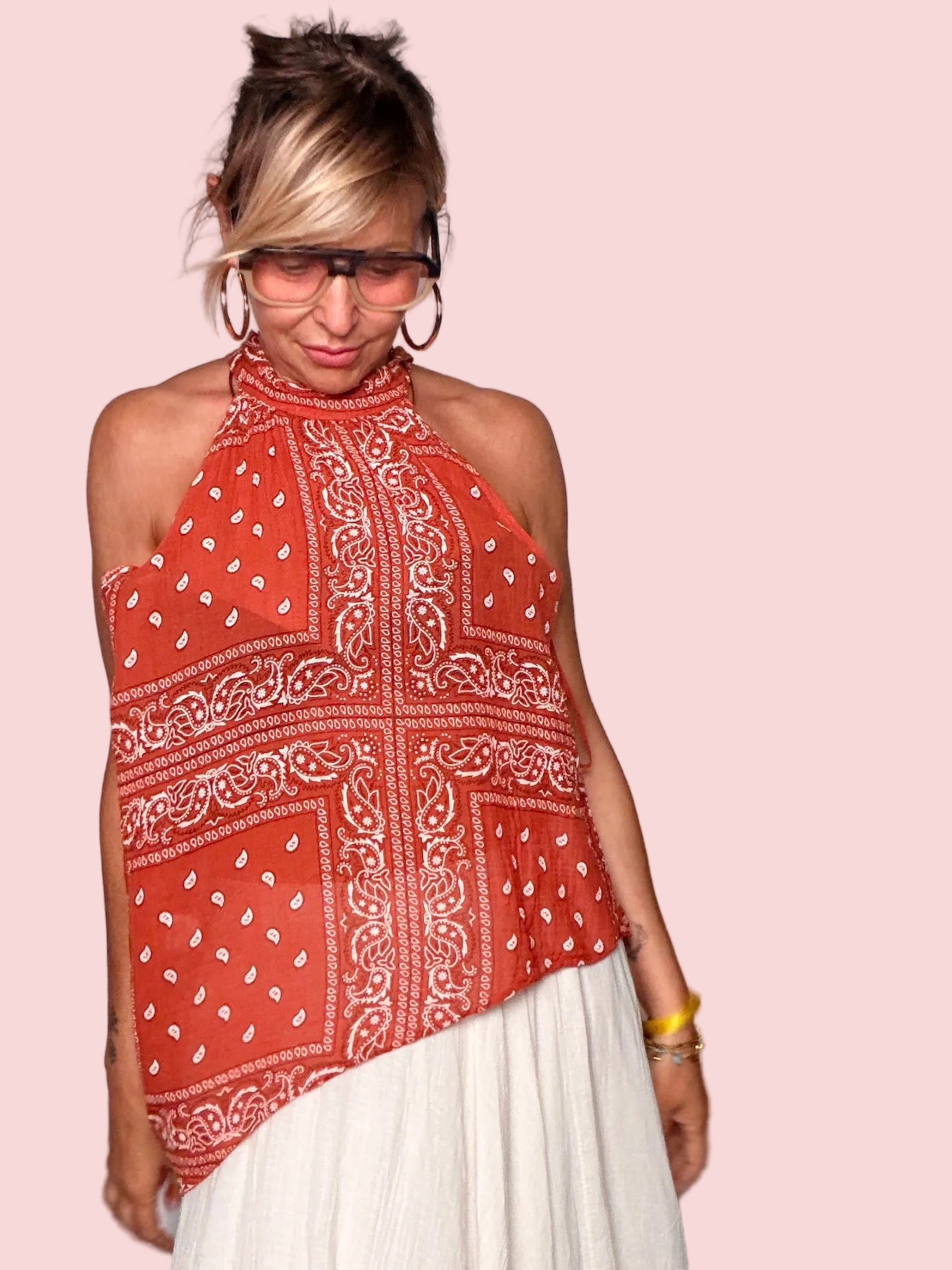 Top Halter Neck Stampa Paisley