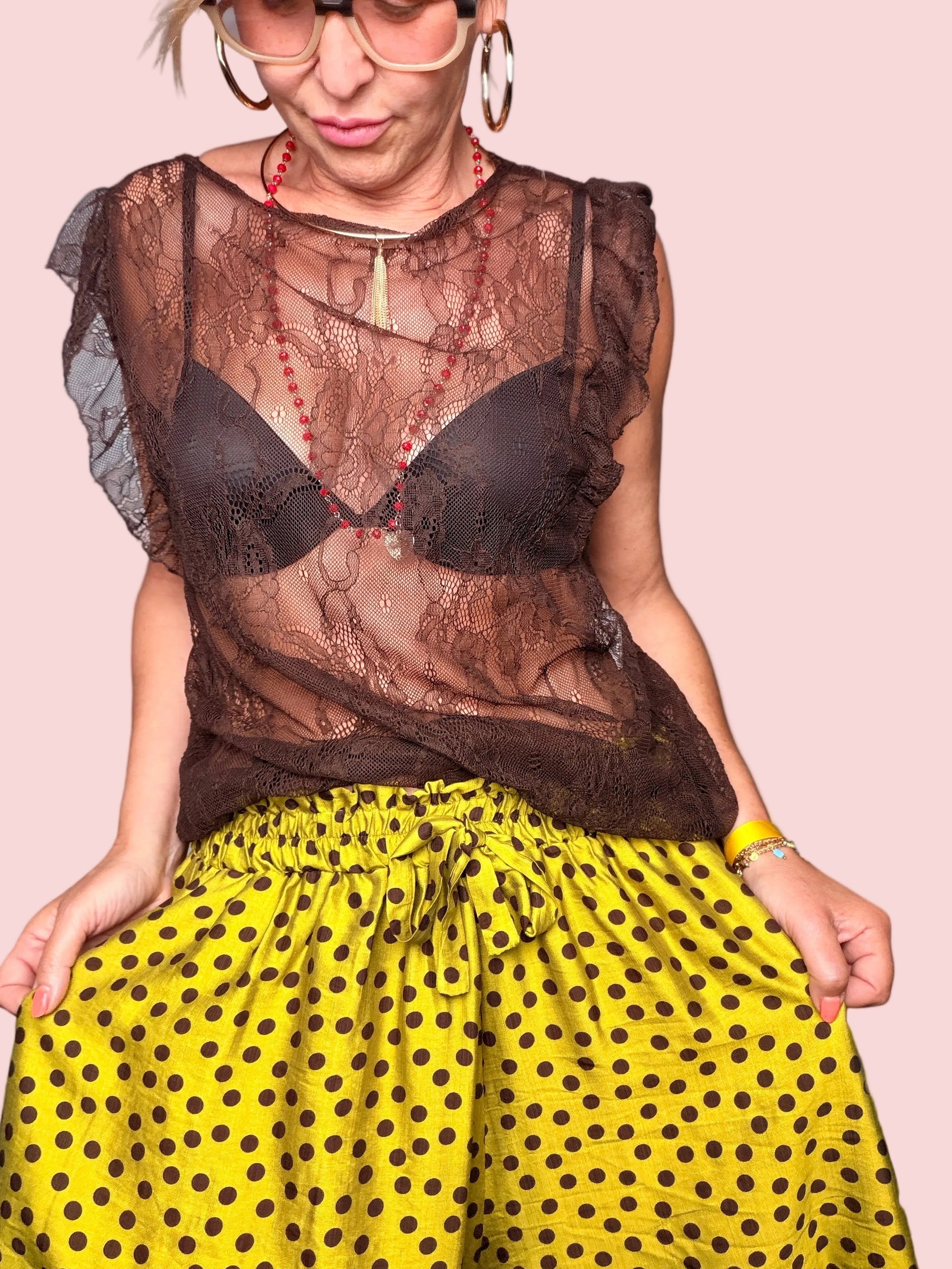 Shorts a Pois con Vita Elastica
