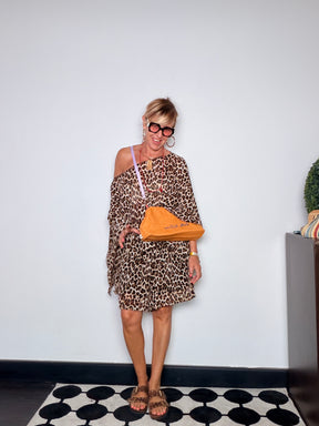 Completo Leopard – Top e Shorts Manica Pipistrello