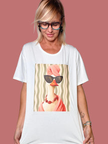T-shirt bianca oversize con stampa oca