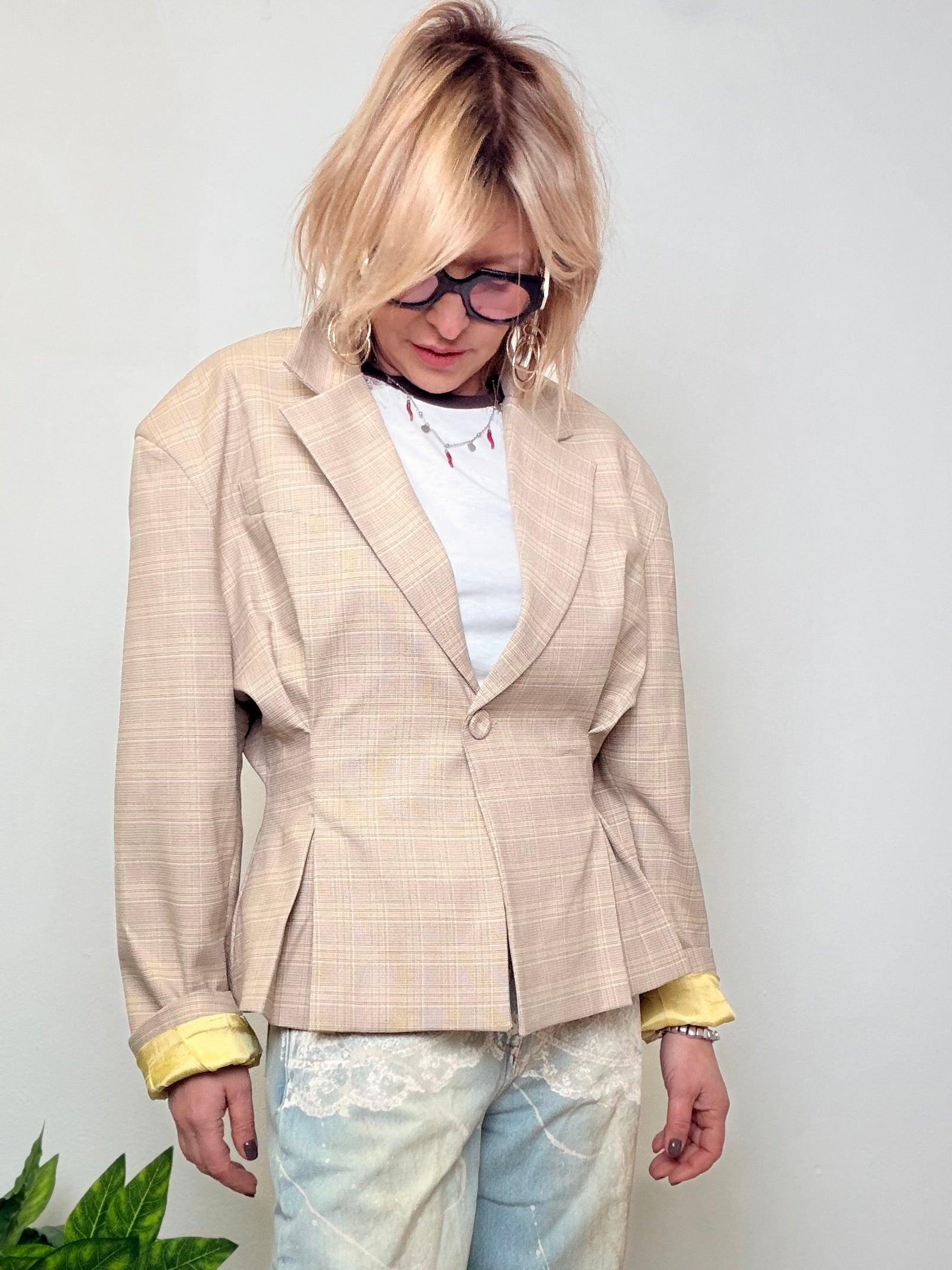 Giacca Blazer Beige con Applicazioni 'Journey 01'